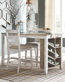 Skempton - Rectangular Counter Table With Storage Set White 3 Pc. - Rectangular Counter Table with Storage, 2 Upholstered Barstools by Signature Design by Ashley® | Bel Furniture