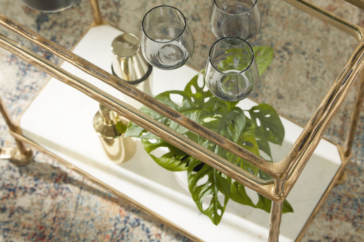 Plattfield - Antique Gold Finish - Bar Cart by Signature Design by Ashley® | Bel Furniture