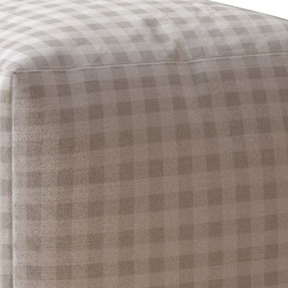 Cotton Gingham Pouf Ottoman - Gray