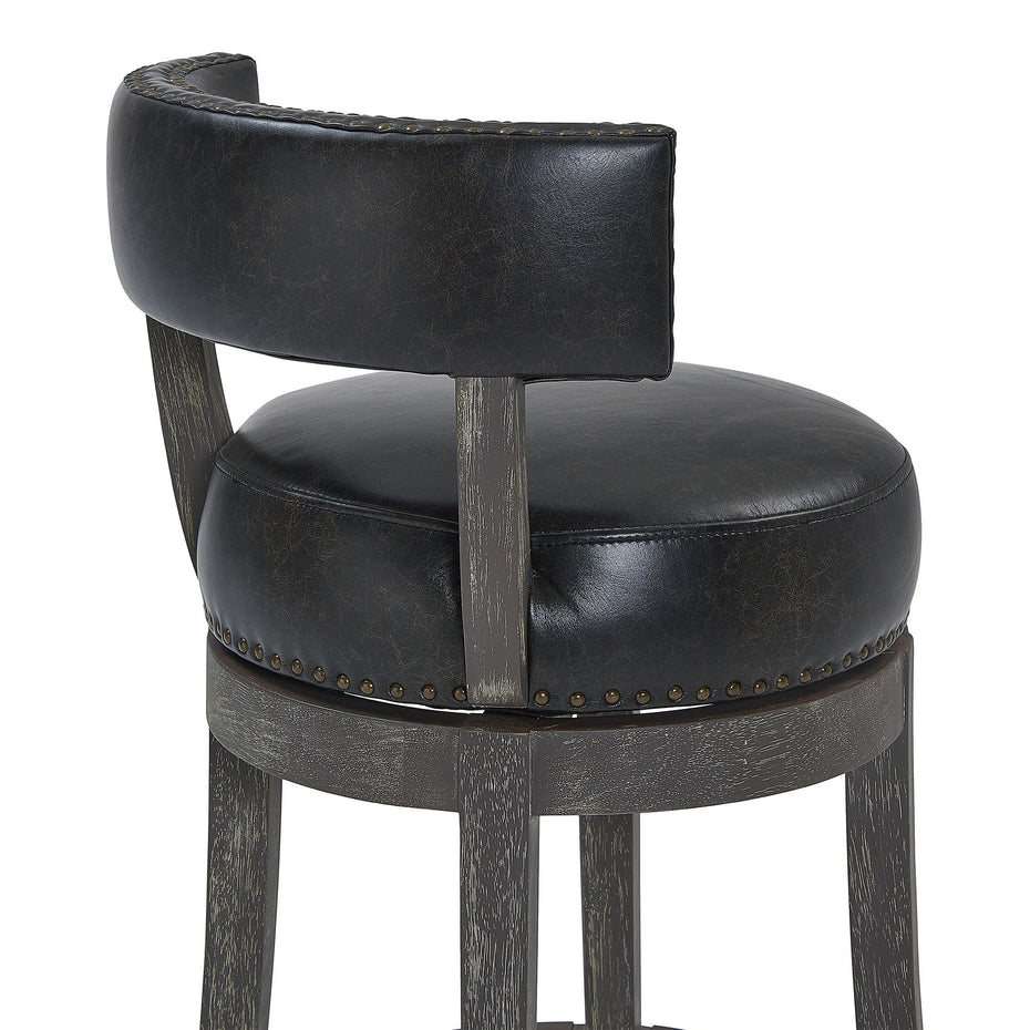 Solid Wood Swivel Low Back Bar Height Bar Chair - Onyx And Gray