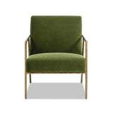 Aerin - Hammered Brass Upholstered Accent Arm Chair by Jennifer Taylor Home | Bel Furniture