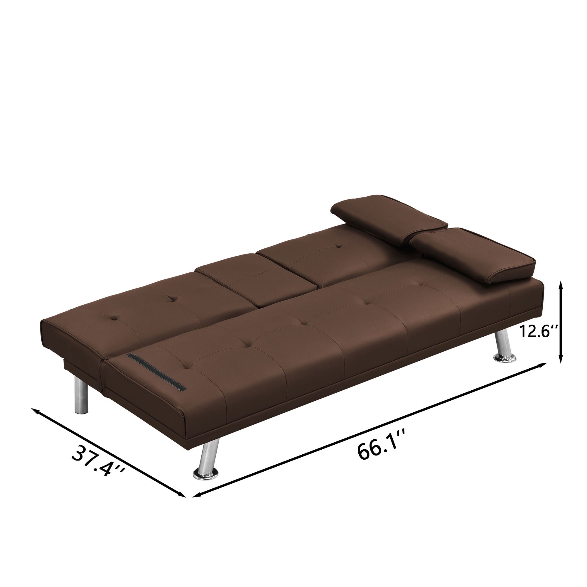 Futon Sofa Bed With Armrest Two Holders