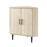 Contemporary 2 Door Mixed-Material Corner Accent Cabinet by Walker Edison | Bel Furniture