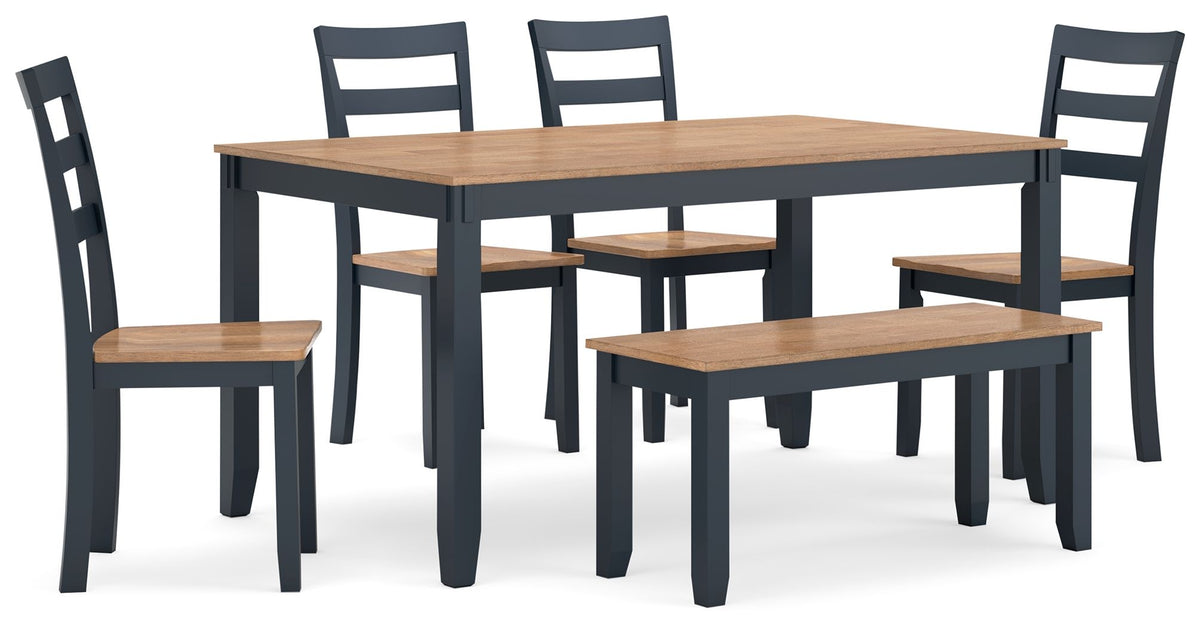 Gesthaven - Dining Room Table Set Blue 6 Pc. Table, 4 Chairs, Bench by Signature Design by Ashley® | Bel Furniture