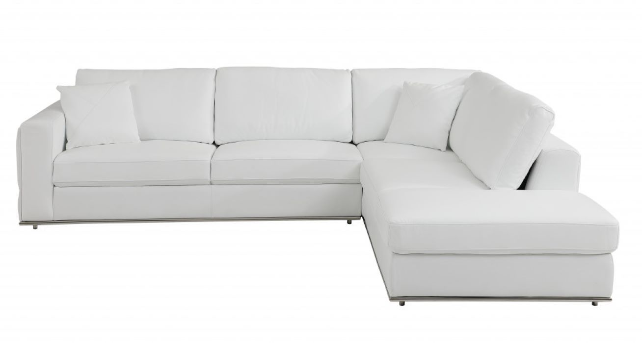 Italian Leather Reclining L Shaped Two Piece Corner Sectional - White