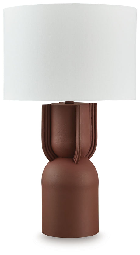 Rowandale - Brick Red - Metal Table Lamp by Signature Design by Ashley® | Bel Furniture