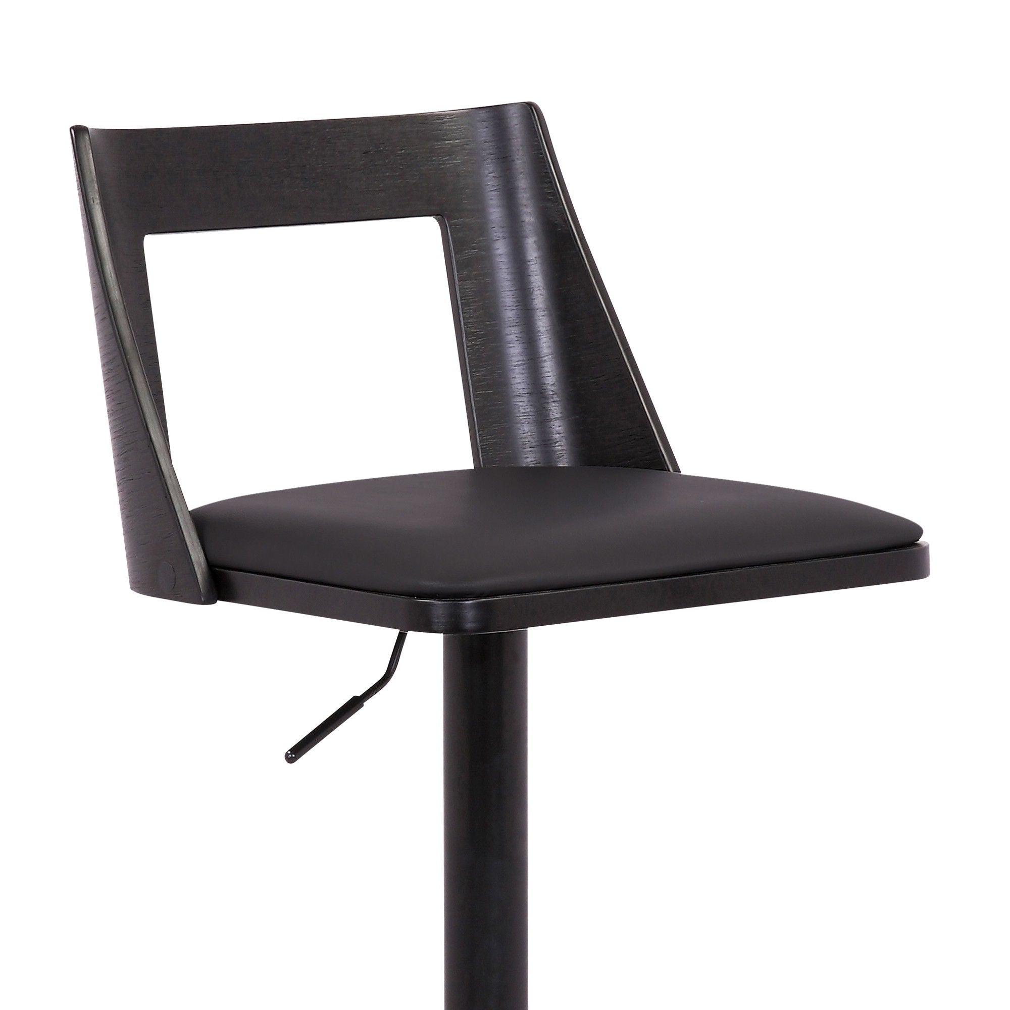 Faux Leather Swivel Adjustable Height Bar Chair - Black