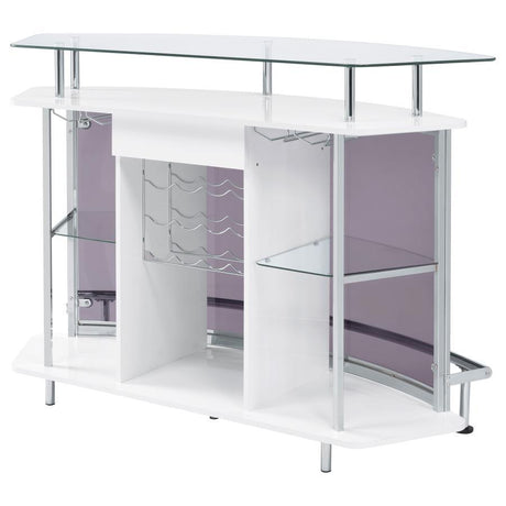 Gideon - Curved Glass Top Home Cabinet by CoasterEssence | Bel Furniture