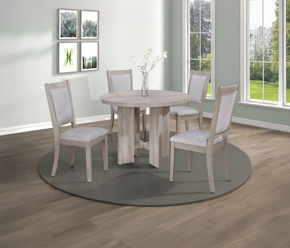 Amara - 5 Piece Round Dining Set Drift Wood - Drift Wood