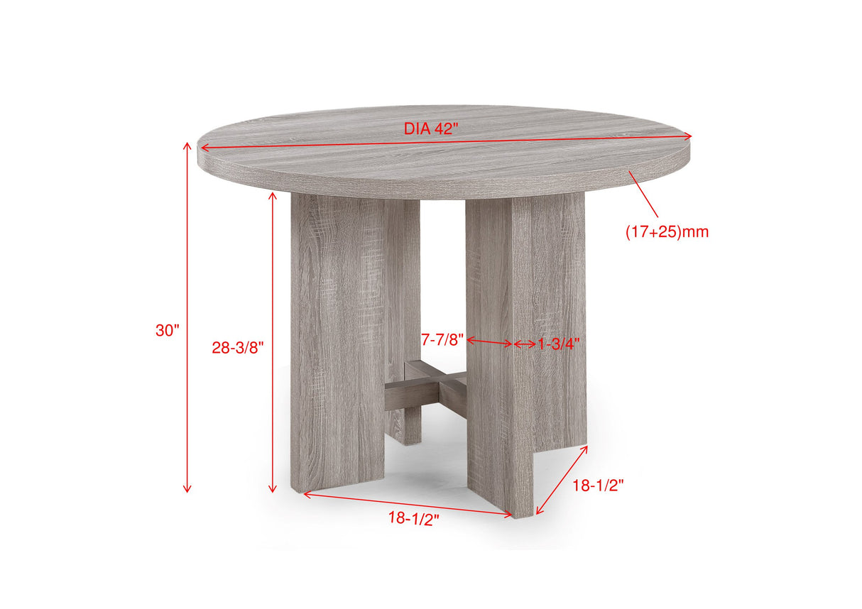Amara - 5 Piece Round Dining Set Drift Wood - Drift Wood