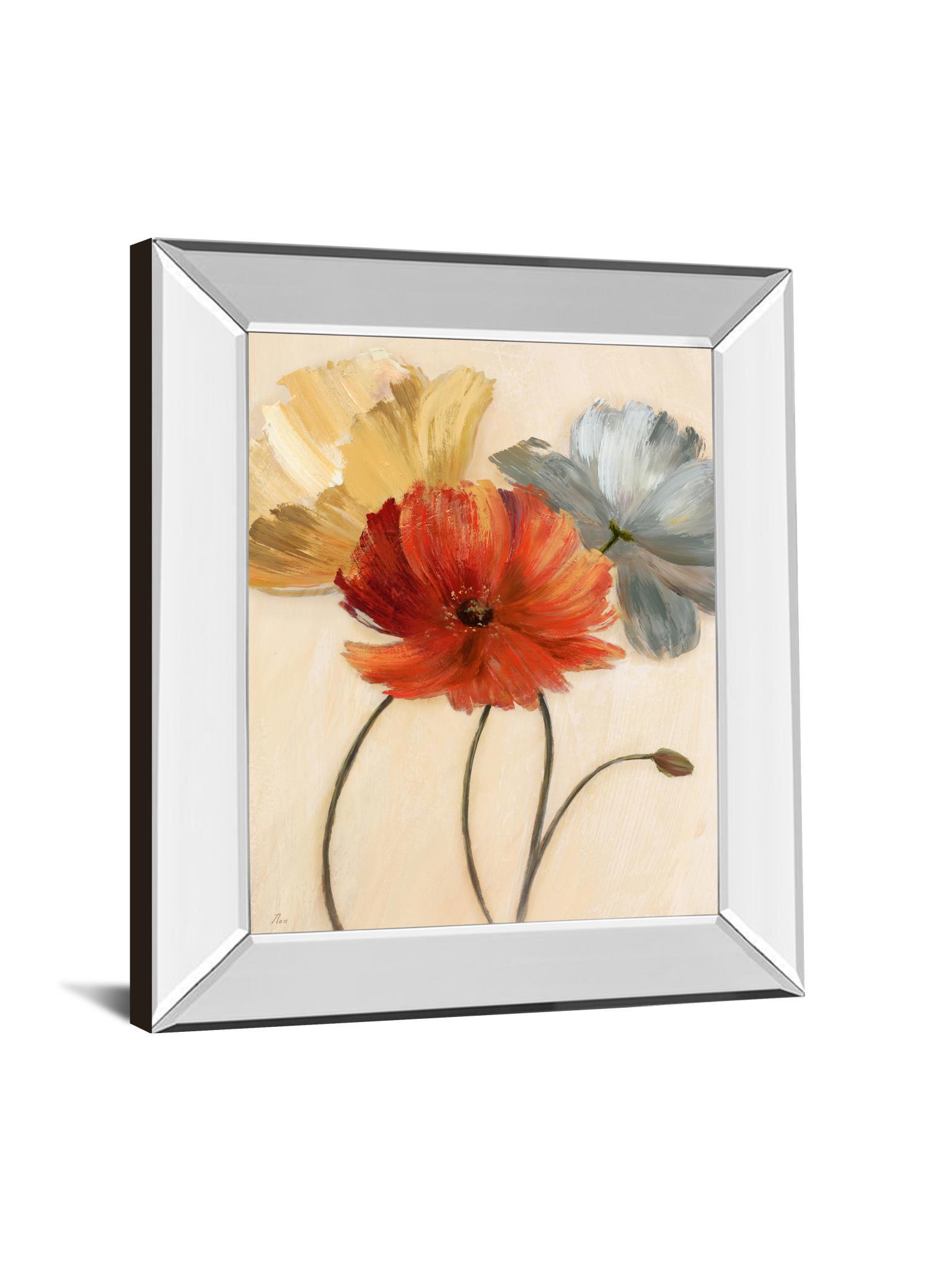 Poppy Palette I By Nan - Mirror Framed Print Wall Art - Red