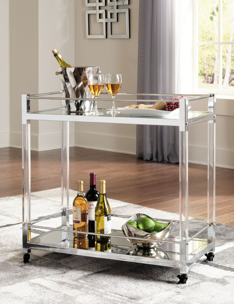 Chaseton - Clear / Silver Finish - Bar Cart by Signature Design by Ashley® | Bel Furniture