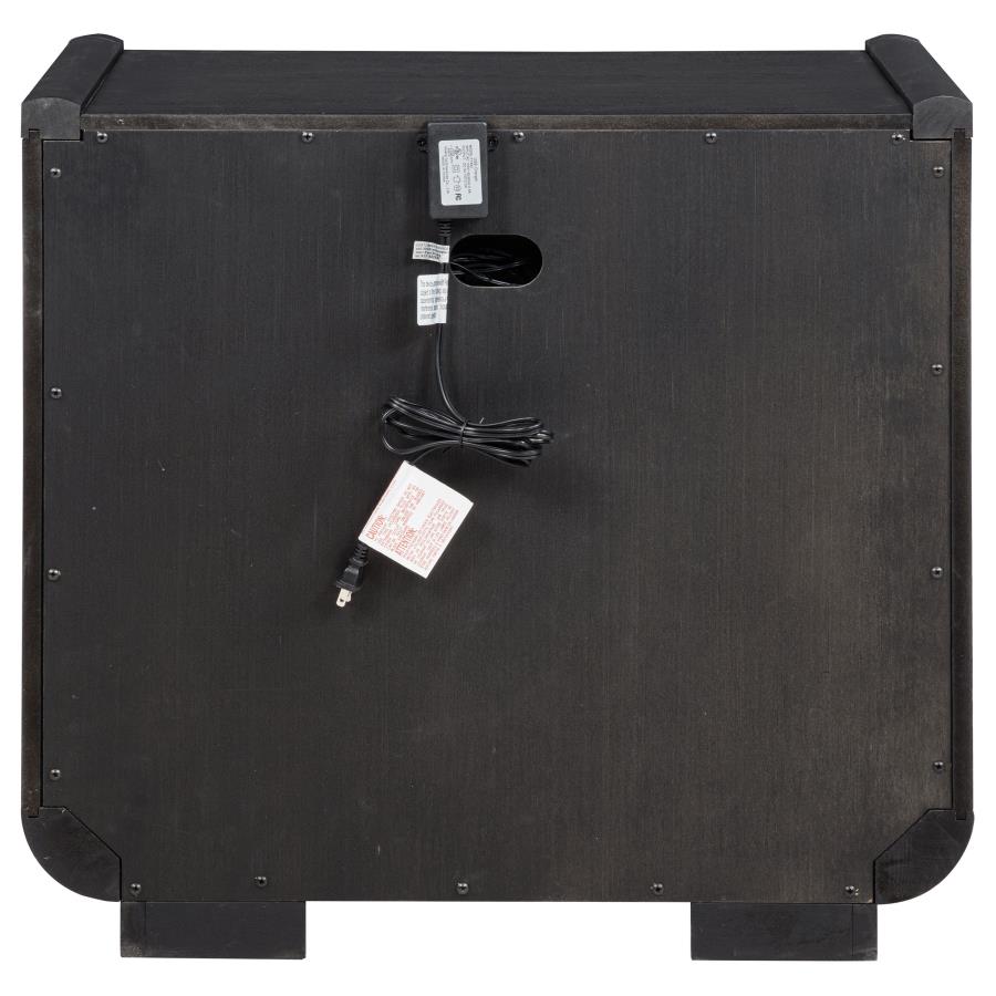 Leandro - 2-Drawer LED Nightstand With USB - Burnished Black