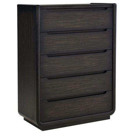 Leandro 5-Drawer Bedroom Chest Of Drawers Burnished Black