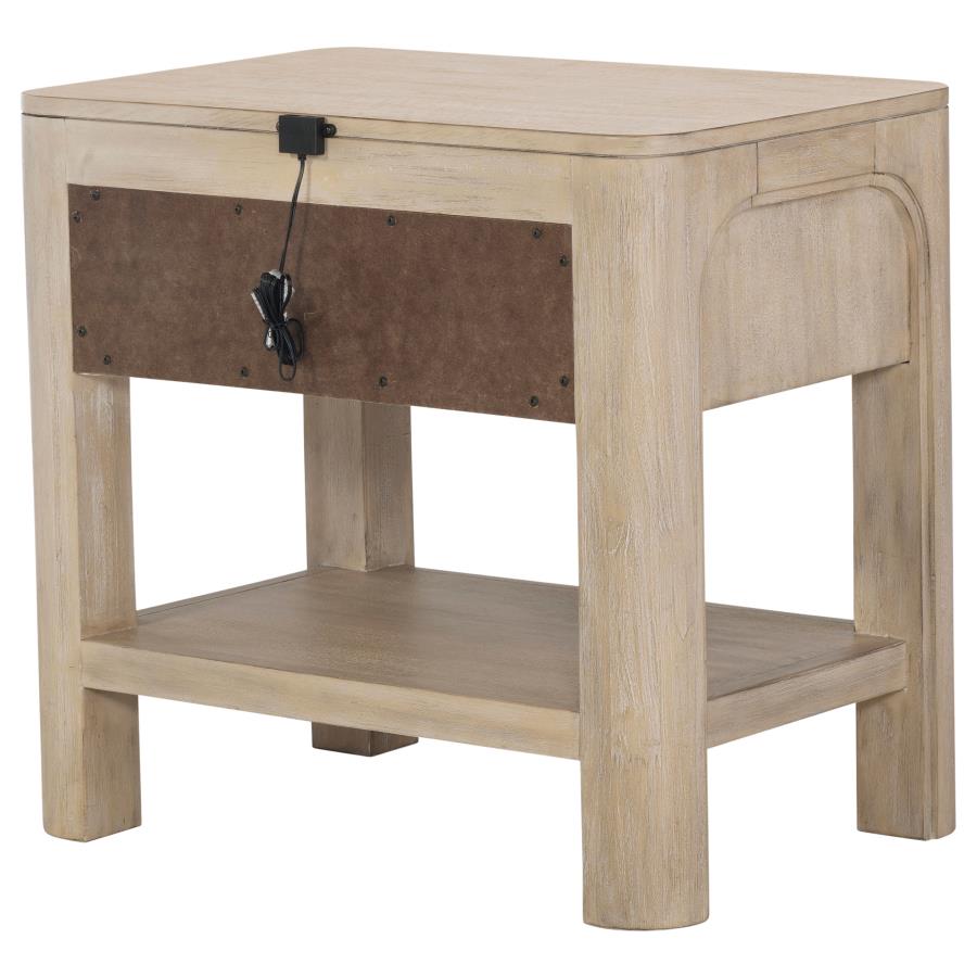 Solano - 1-Drawer Nightstand Bedside Table - Weathered Mango
