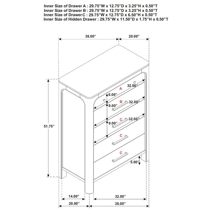 Solano - 5-Drawer Bedroom Chest Of Drawers - Weathered Mango