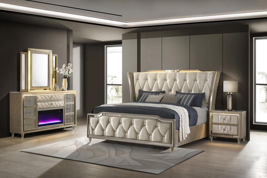 Lorient Bedroom Set With LED Flame Box Dresser