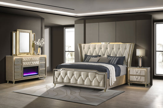 Lorient - Bedroom Set With LED Flame Box Dresser