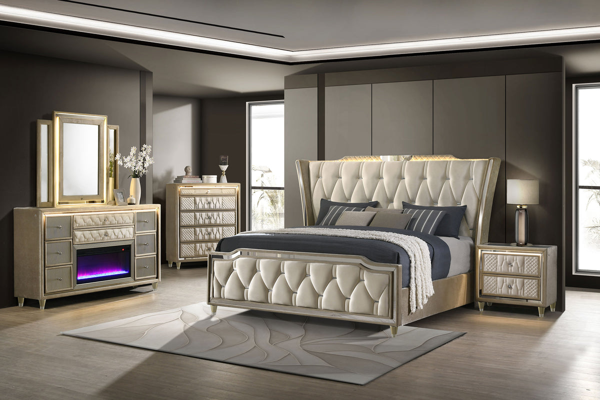 Lorient - Bedroom Set With LED Flame Box Dresser