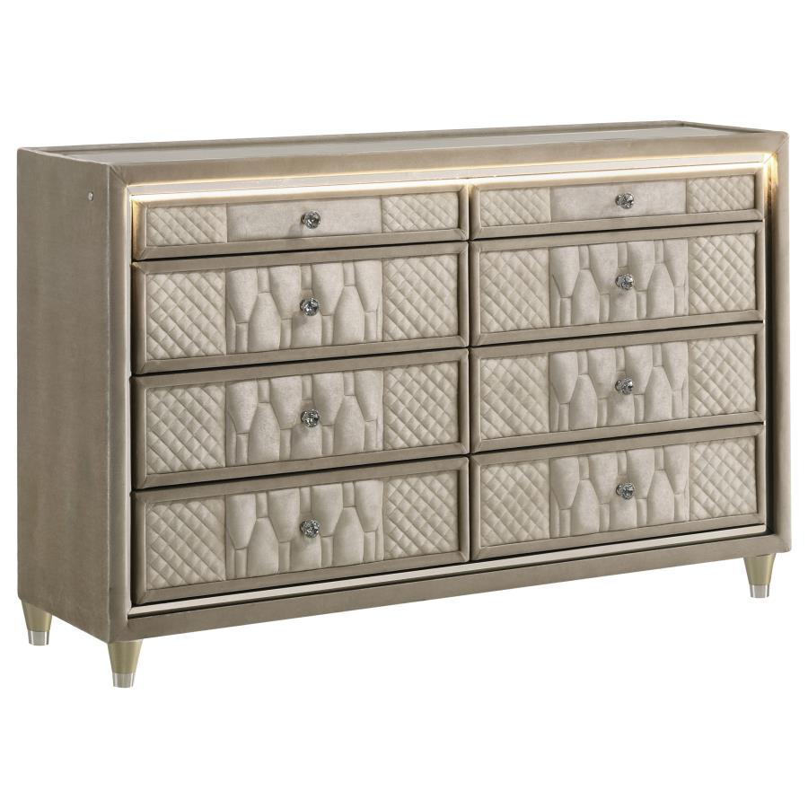 Lorient 8-Drawer LED Bedroom Dresser Cabinet