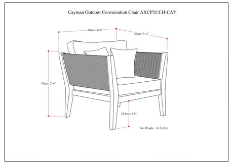 Cayman - Outdoor Conversation Chair - Slate Gray by Simpli-Home | Bel Furniture