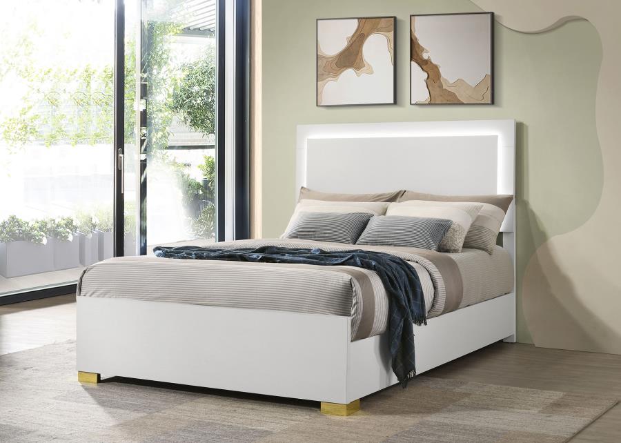Marceline - Wood LED Panel Bed