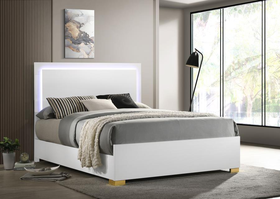 Marceline - Wood LED Panel Bed