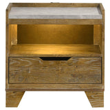Henderson - 1-Drawer LED Nightstand Bedside Table - Medium Oak
