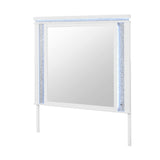 Adalid - Square Shaped Mirror With LED Lighting And Glittered Detailing - White