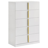 Ines - 5-Drawer Bedroom Chest Of Drawers - White High Gloss