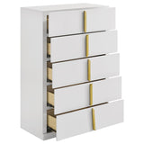 Ines - 5-Drawer Bedroom Chest Of Drawers - White High Gloss