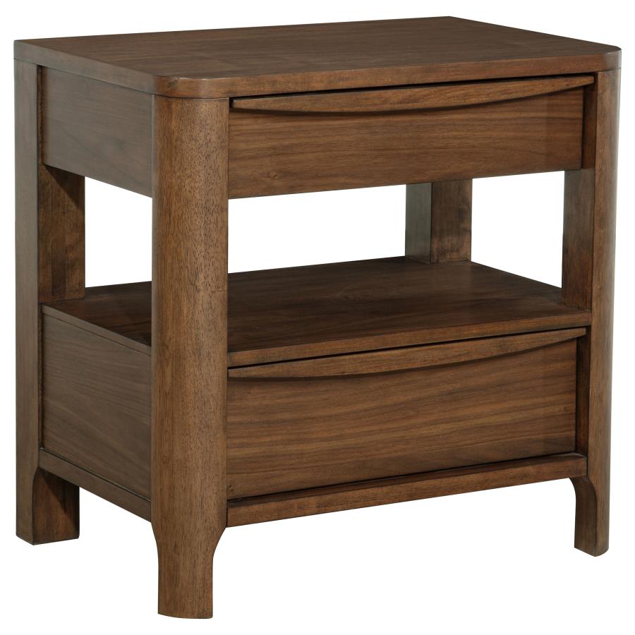 Maderia 2-Drawer Nightstand Bedside Table Walnut