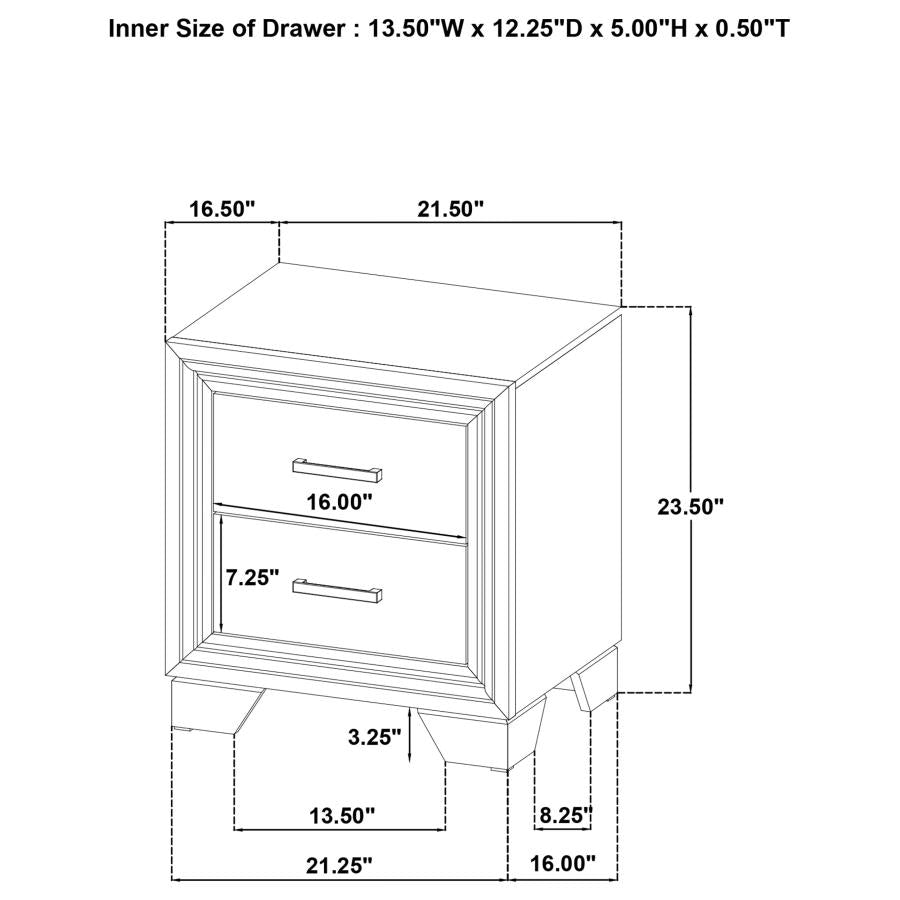 Wright - 2-Drawer Nightstand Bedside Table - Brown Oak