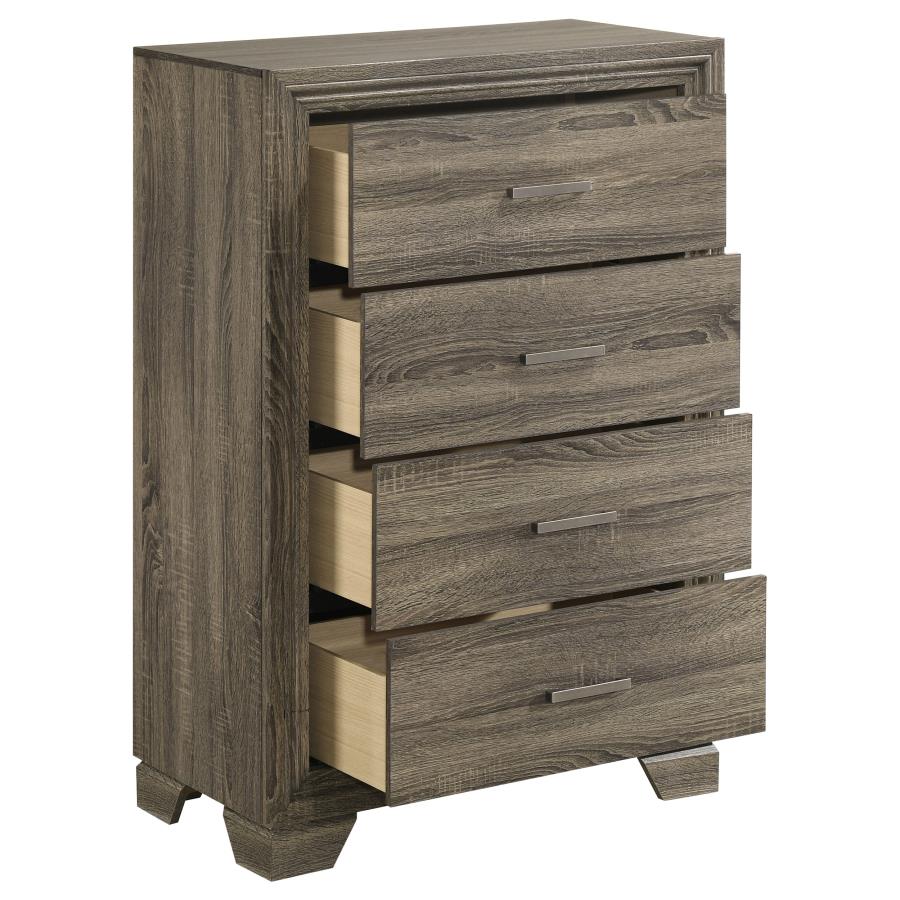 Wright - 4-Drawer Chest Of Drawers - Brown Oak