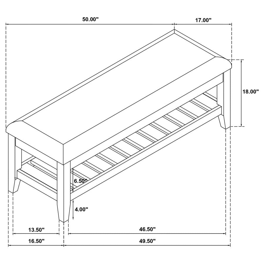 Bexhill - Upholstered Rectangular Bench With Shelf - White