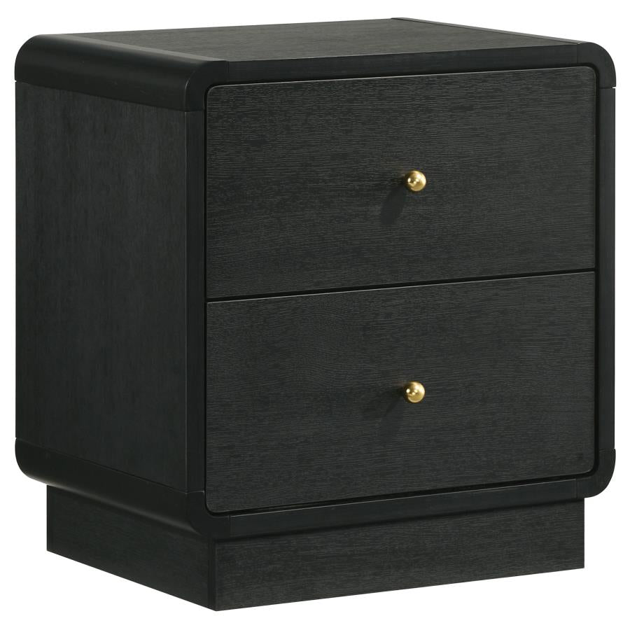 Cavelle 2-Drawer Nightstand Bedside Table Black