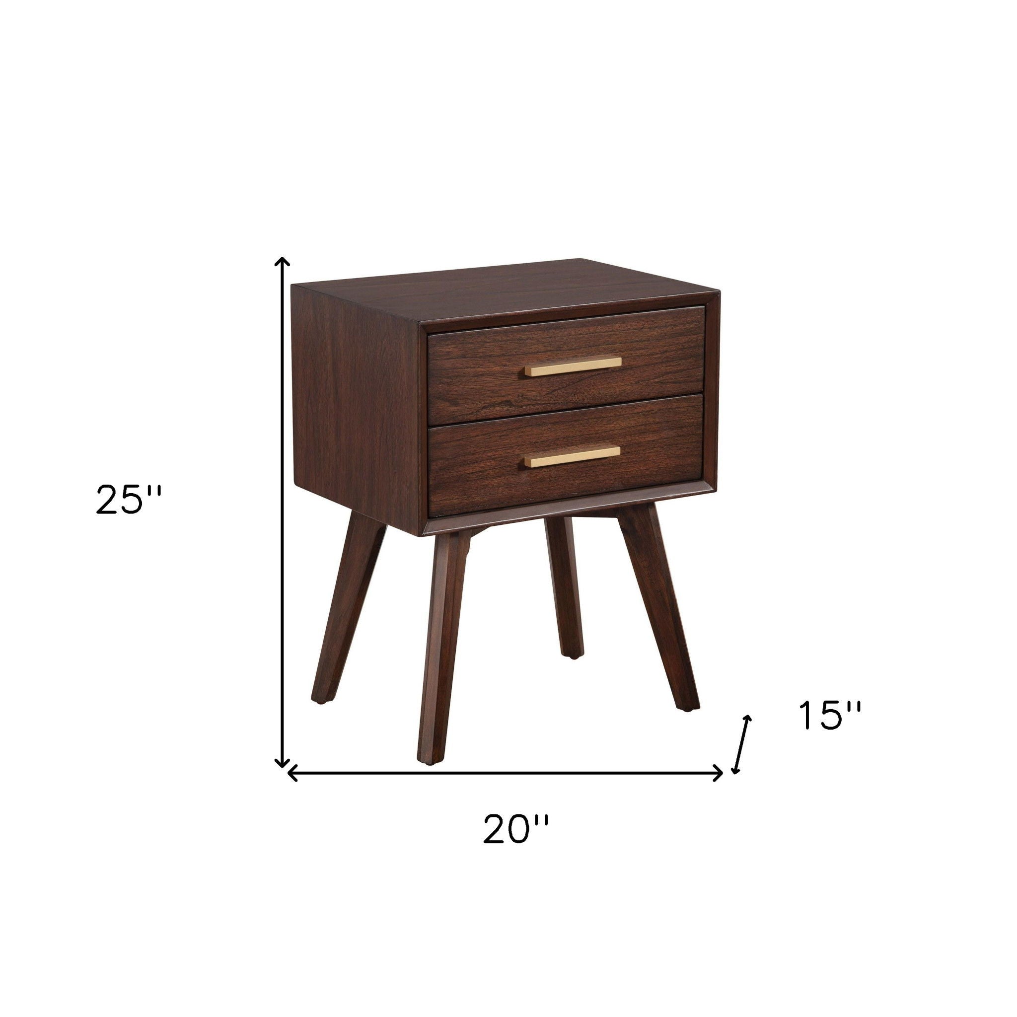 2 Drawer Nightstand - Walnut And Gold