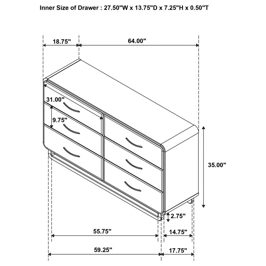 Amsbury - 6-Drawer Dresser Cabinet