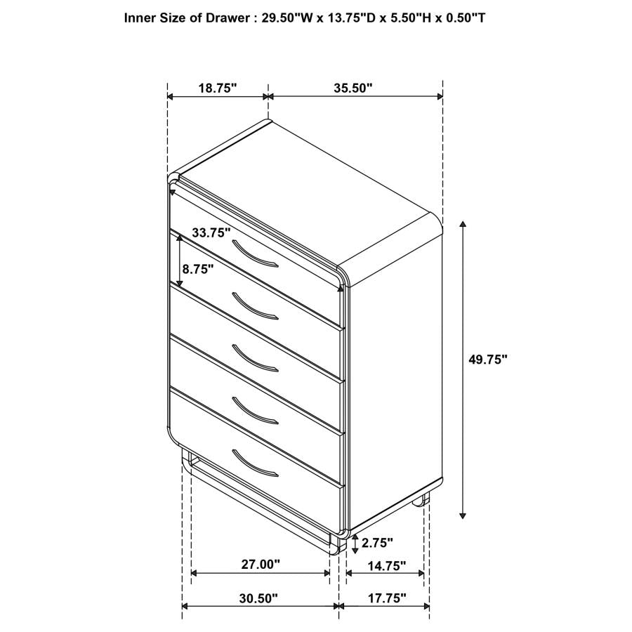 Amsbury - 5-Drawer Chest Of Drawers - Nutmeg
