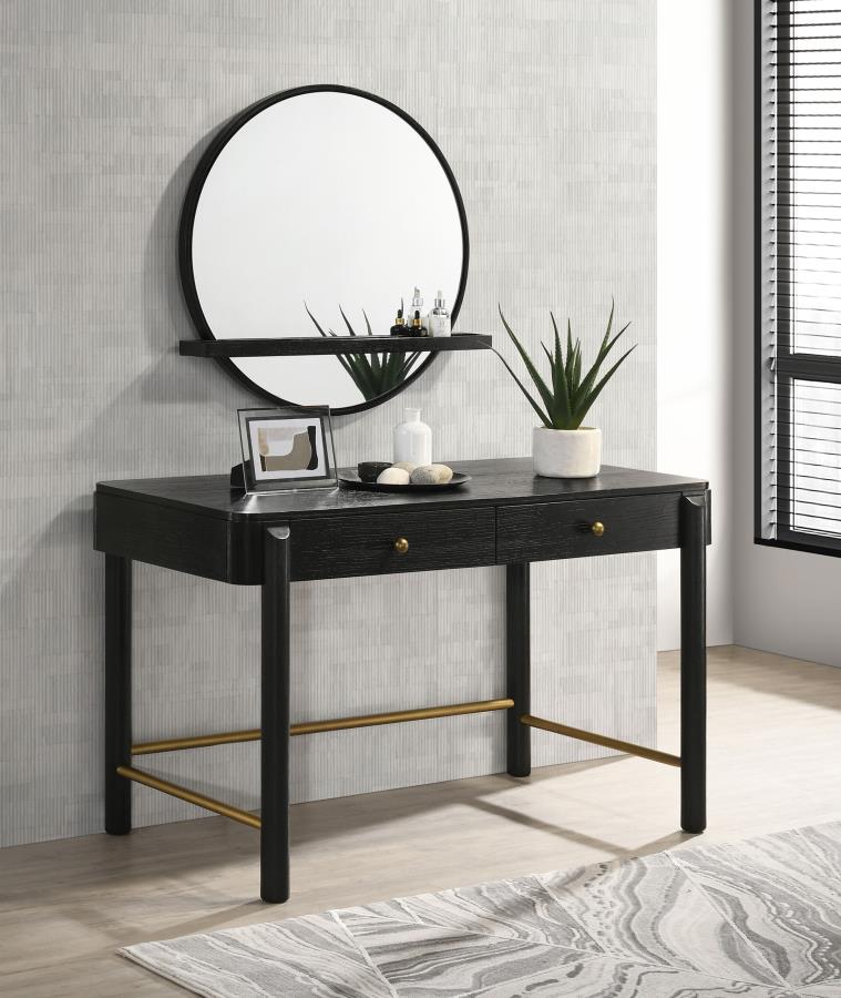 green emerald velvet dress Black Makeup Vanity Table Faux Marble Dressing Table with Drawers Gold  Stainless Steel-Wehomz – WEHOMZ main image 1