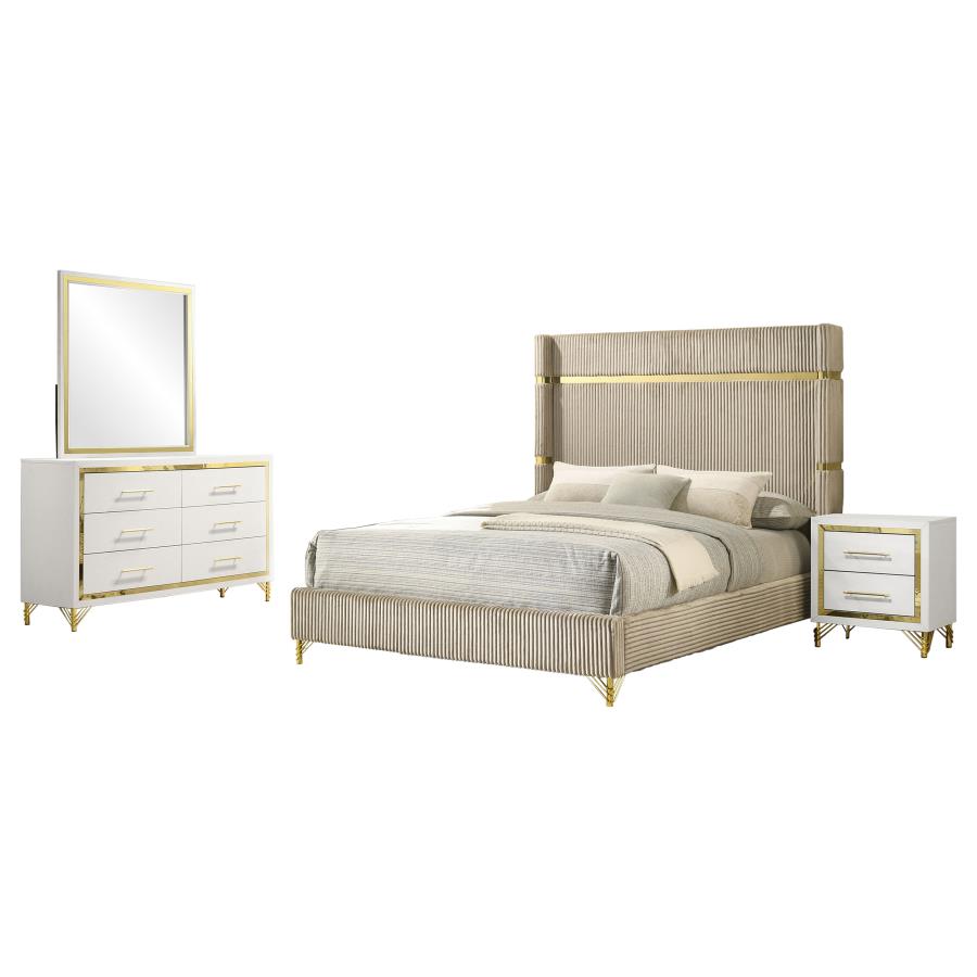 Lucia - Bedroom Set With Upholstered Wingback Panel Bed