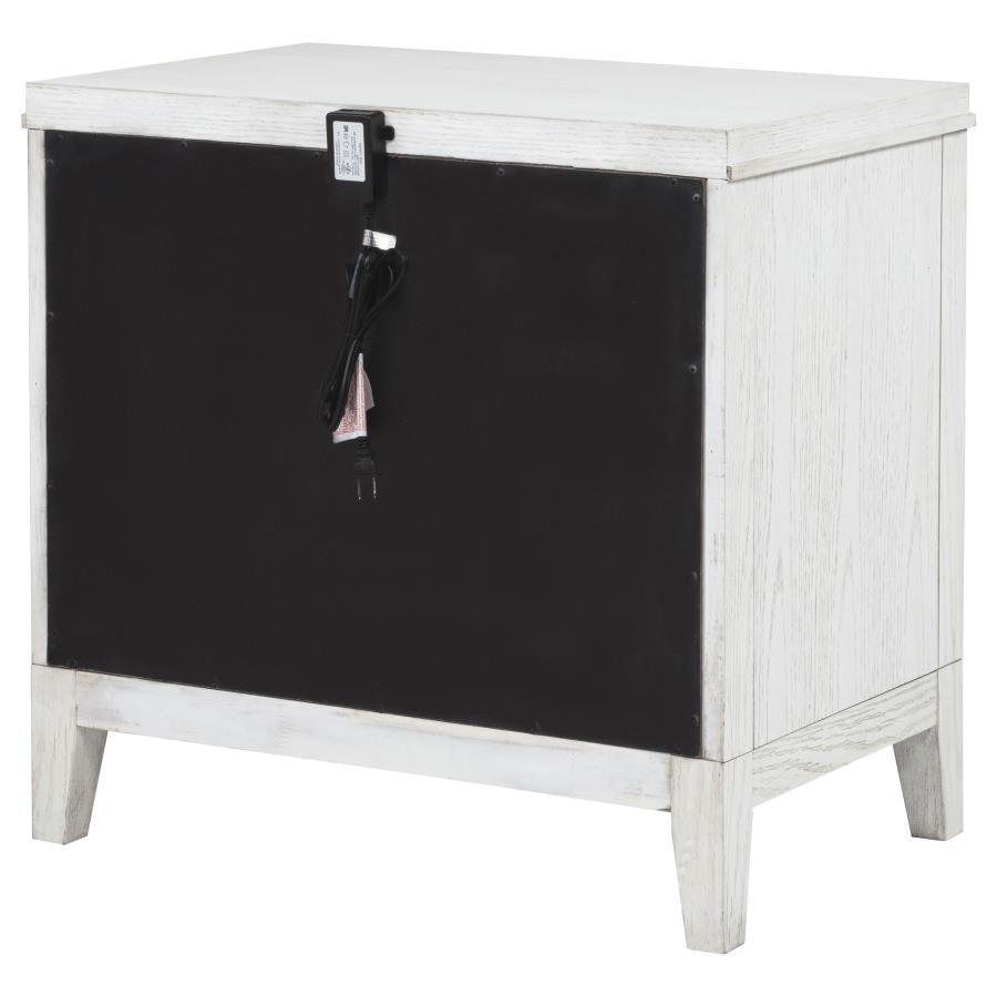 Marielle - 2-Drawer Nightstand Bedside Table - Distressed White