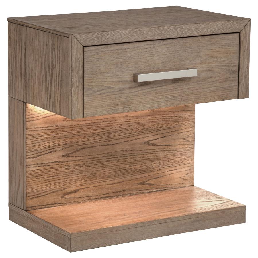 Kenora 1-Drawer Nightstand Bedside Table Barley Brown