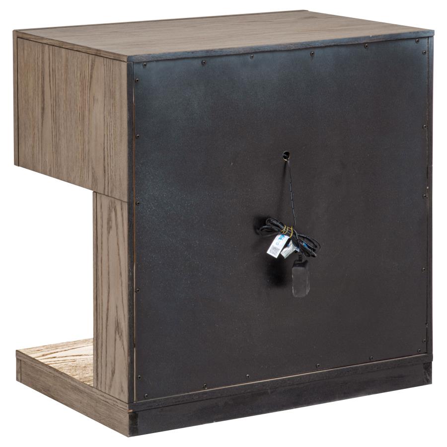 Kenora - 1-Drawer Nightstand Bedside Table - Barley Brown