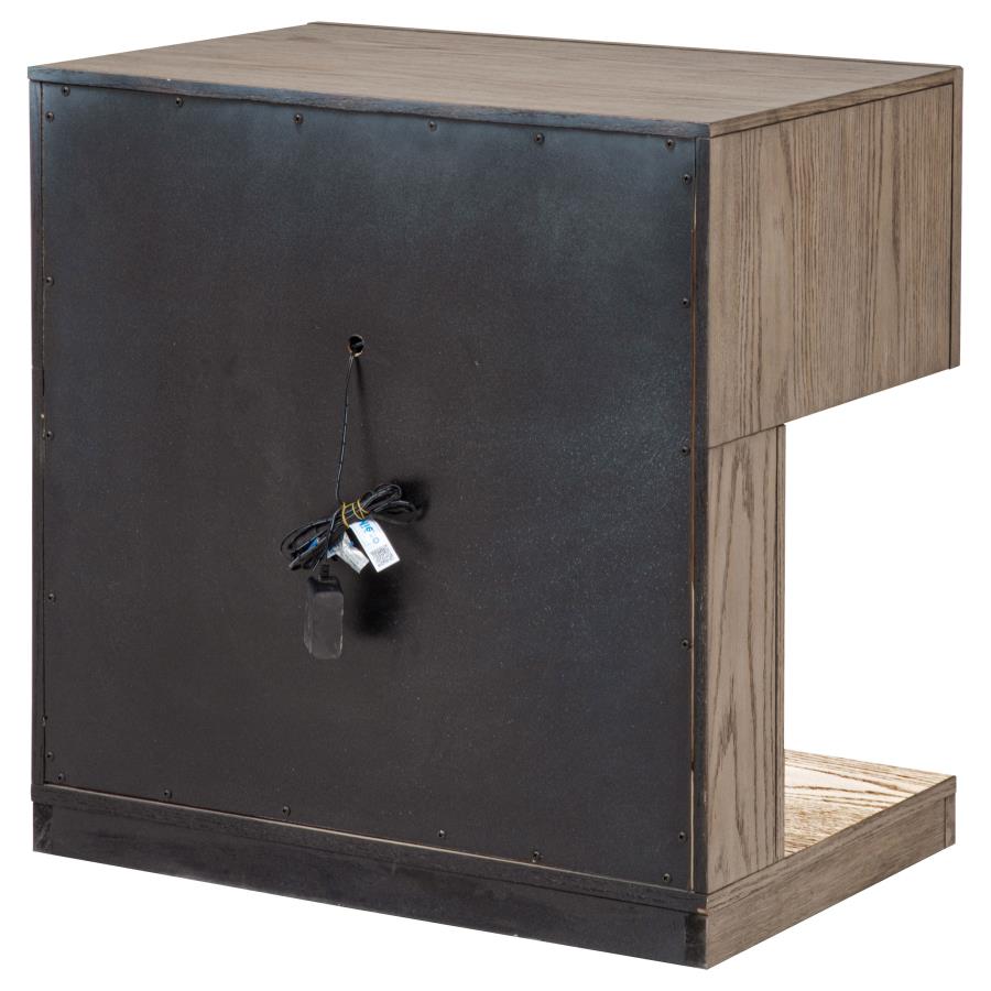Kenora - 1-Drawer Nightstand Bedside Table - Barley Brown