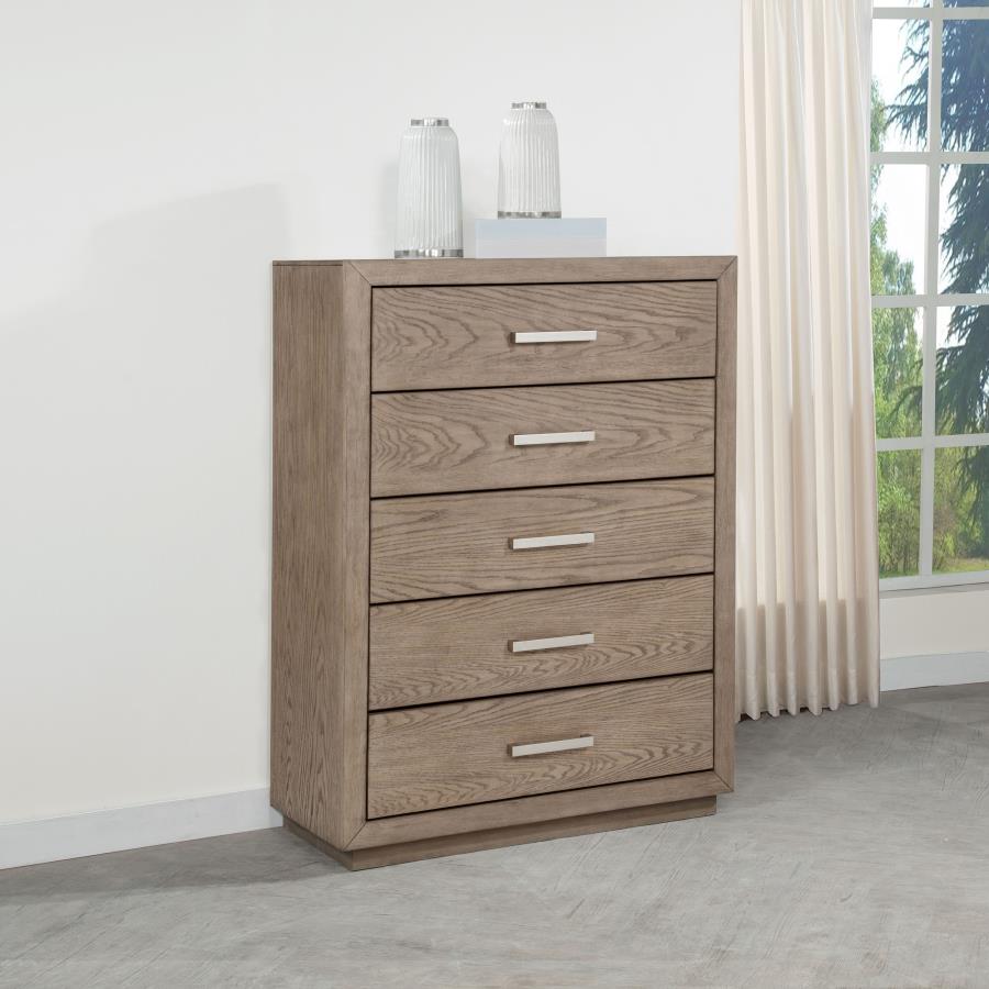 Kenora - 5-Drawer Bedroom Chest - Barley Brown