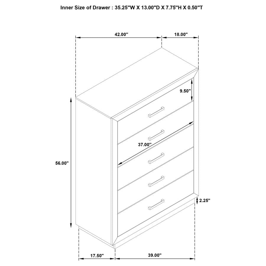 Kenora - 5-Drawer Bedroom Chest - Barley Brown