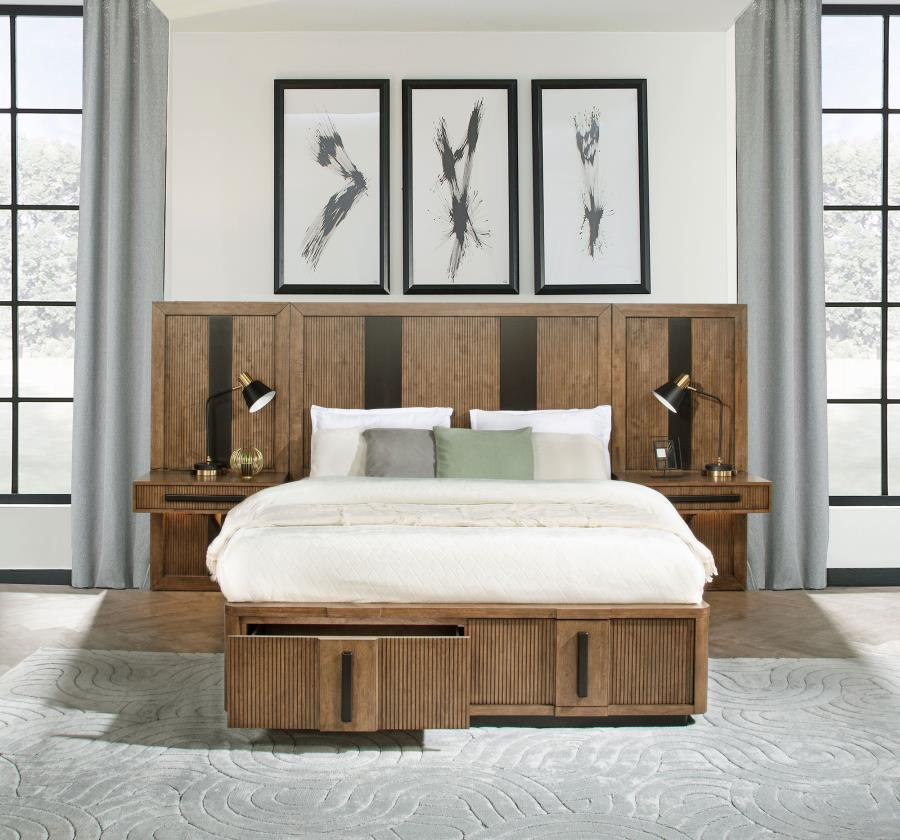 Terrace - 2 Piece Wall Panel With Nightstand Set - Ash Brown