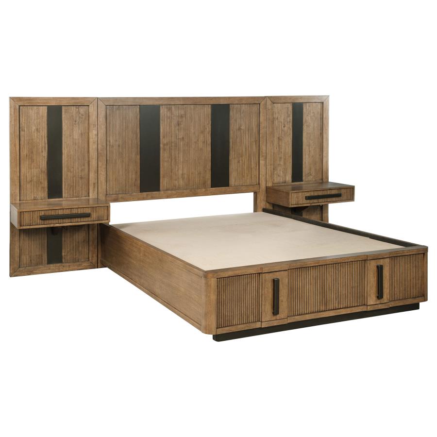 Terrace - 2 Piece Wall Panel With Nightstand Set - Ash Brown