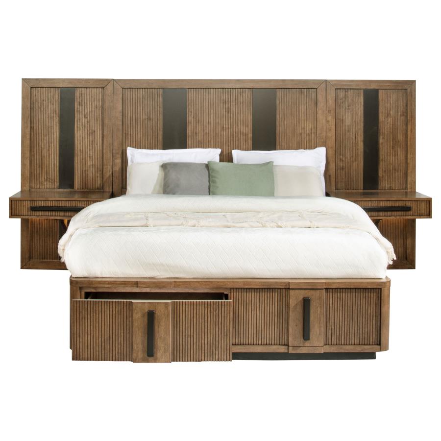 Terrace - 2 Piece Wall Panel With Nightstand Set - Ash Brown